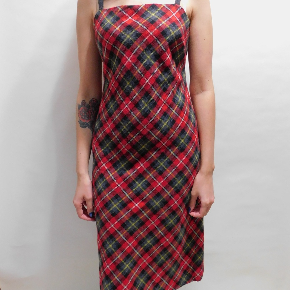 Tommy Hilfiger 90s tweed tartan plaid dress
